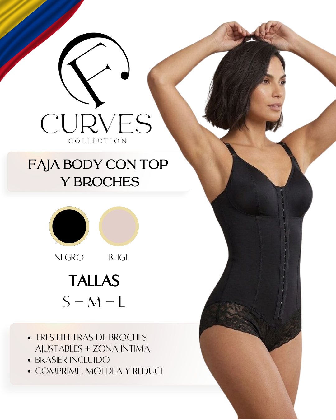 FAJA BODY CON TOP Y BROCHES